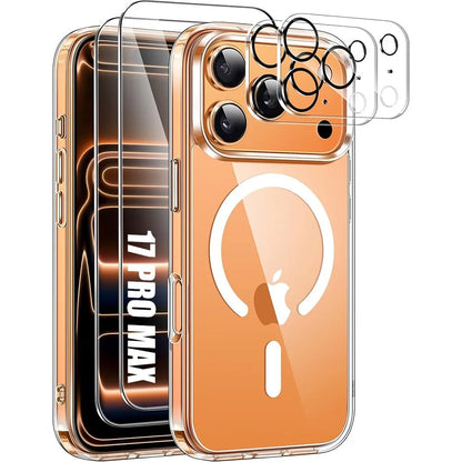 Case for iPhone 17 16 17E 15 14 13 12 Magnetic+2 Screen Glass+ 2 Camera Glass