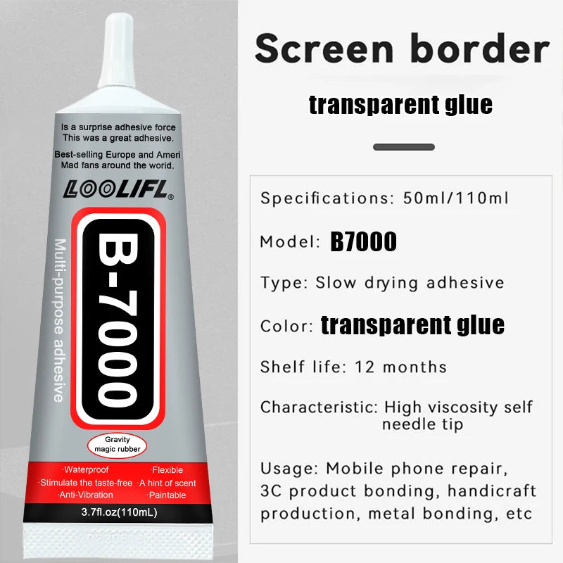 LOOLIFLsuper glue B7000 Mobile Phone Screen High-Strength Waterproof Adhesive, Universal PhoneGlass Bonding Agent,15/25/50/110ml