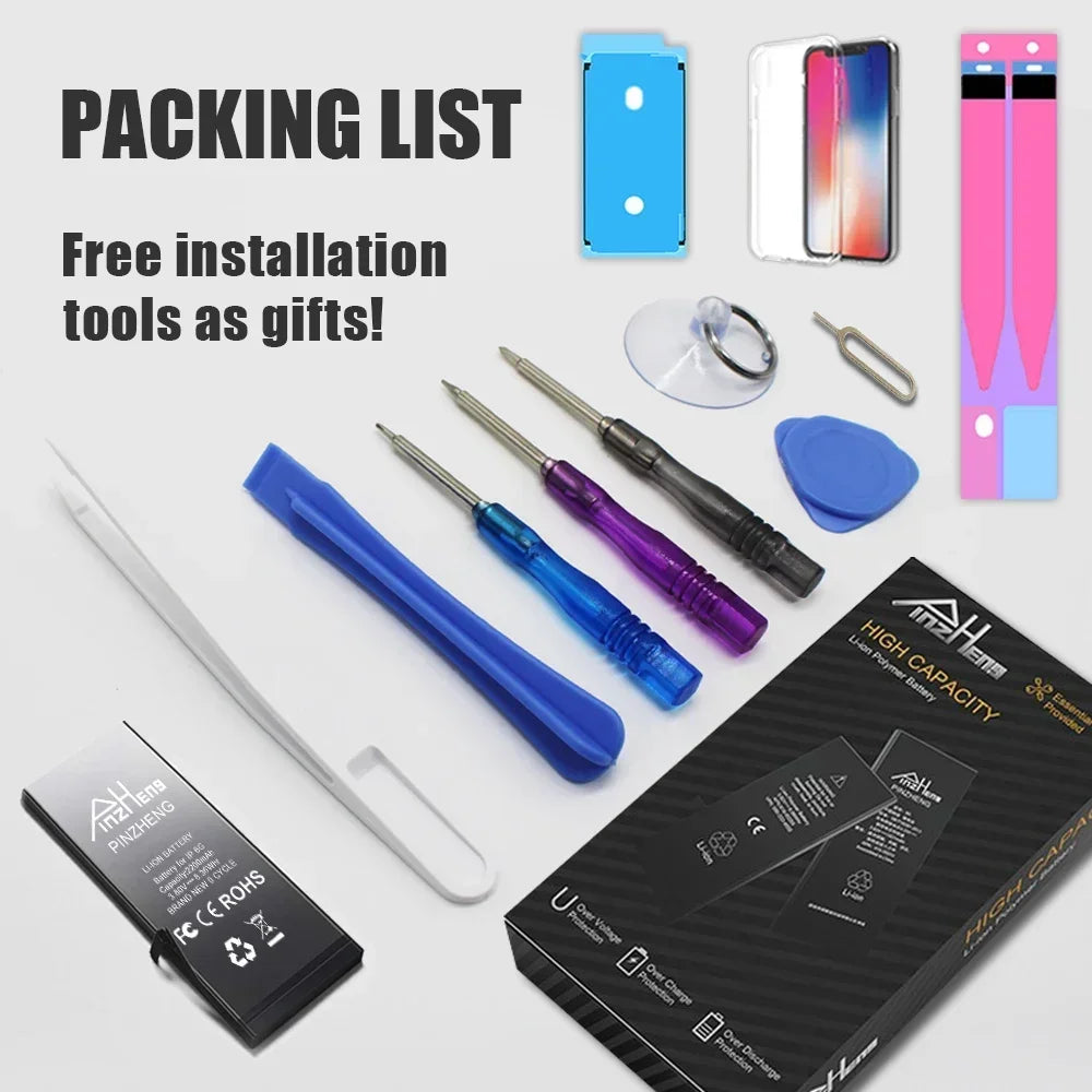 PINZHENG Battery For iPhone X XR XS 11 12 13 Mini Max Pro Promax Real High Capacity Replacement Bateria Warranty One Year