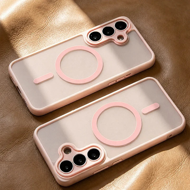 Luxurious Magsafe magnetic phone case, For Samsung A57 A37 A56 A36 A16 A17 A26 S26 Ultra S25FE S24 , lens protection cover
