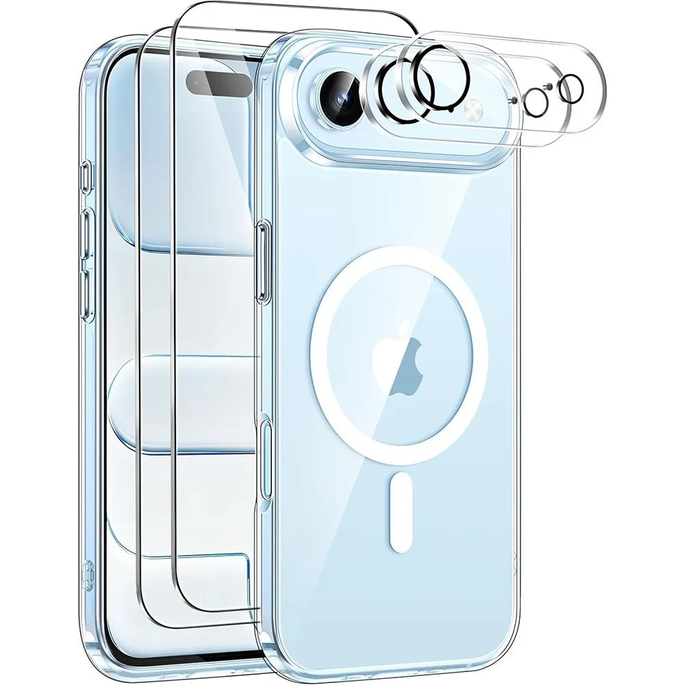 Case for iPhone 17 16 17E 15 14 13 12 Magnetic+2 Screen Glass+ 2 Camera Glass