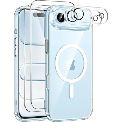 Case for iPhone 17 16 17E 15 14 13 12 Magnetic+2 Screen Glass+ 2 Camera Glass