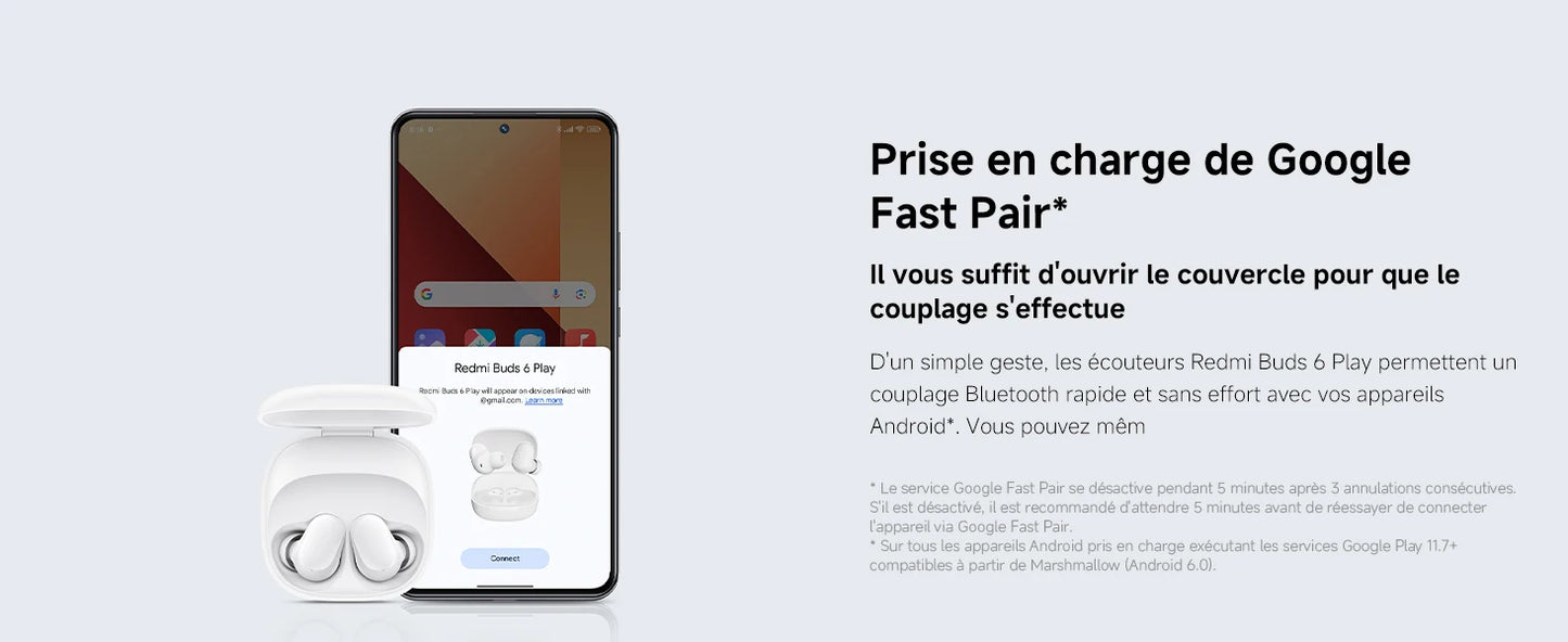 Redmi Buds 6 Play – Écouteurs Bluetooth Sans Fil