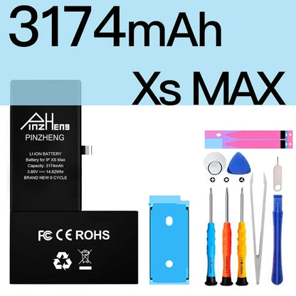 PINZHENG Battery For iPhone X XR XS 11 12 13 Mini Max Pro Promax Real High Capacity Replacement Bateria Warranty One Year