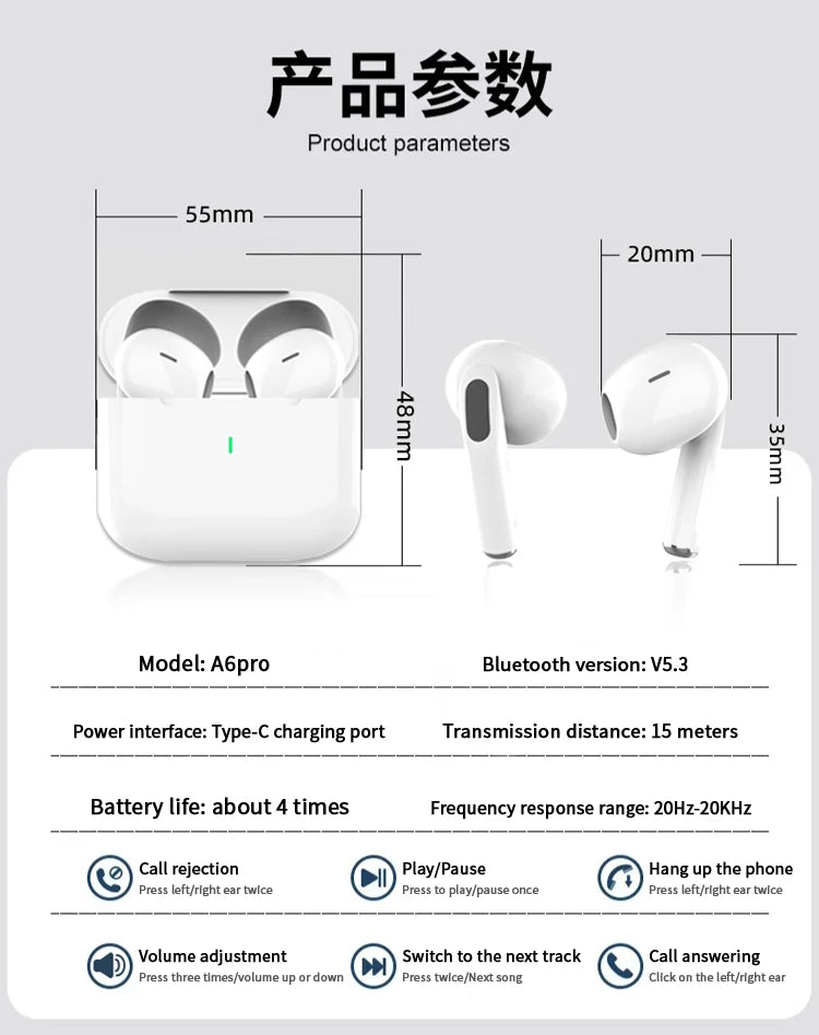 New Air Pro True Wireless Bluetooth Earphones Headphones HiFi Sound  Latency ANC Noise Reduction Earbuds for IPhone Android