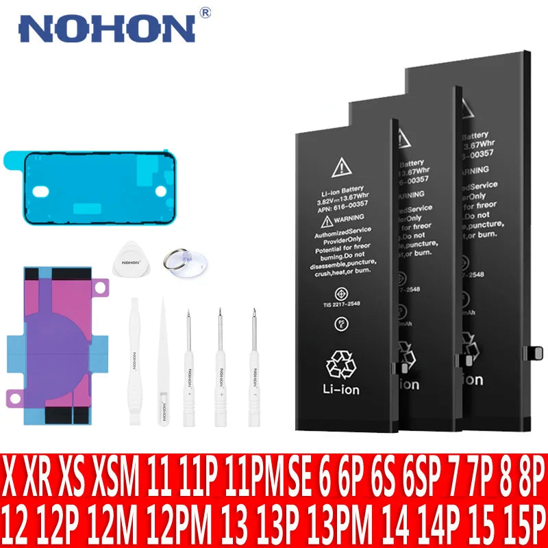 NOHON phone Battery for Apple Iphone 5 6 S 7 8plus X Xr Xs Max 11 12 Pro 13 14 plus Replacement Bateria Lithium Polymer Bateria