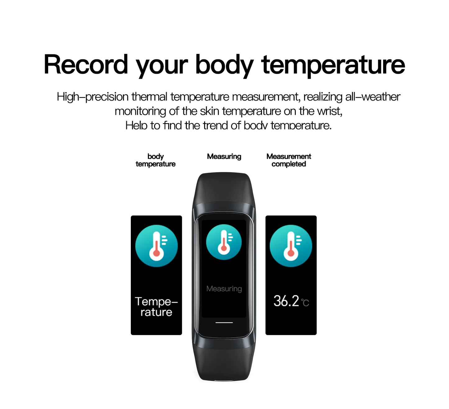 AMOLED Smartwatch Body Temperature Monitor Fitness Clock Sports 3ATM Waterproof Men Smart Watch Band for Women IOS Android 2026
