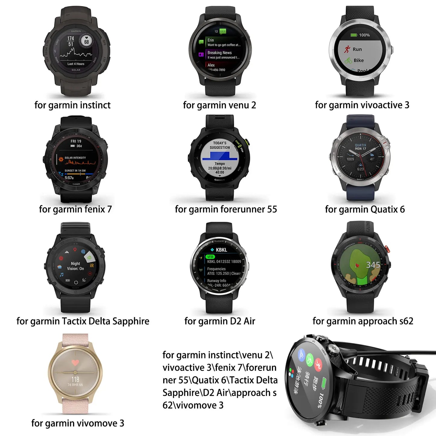 Câble Chargeur USB 1 m pour Montres Garmin
