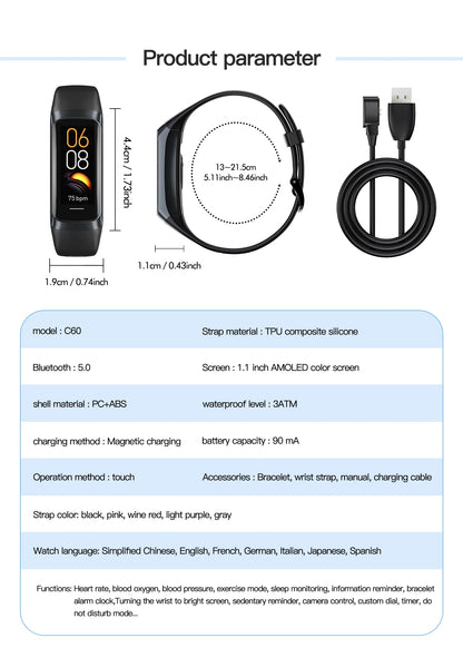 AMOLED Smartwatch Body Temperature Monitor Fitness Clock Sports 3ATM Waterproof Men Smart Watch Band for Women IOS Android 2026