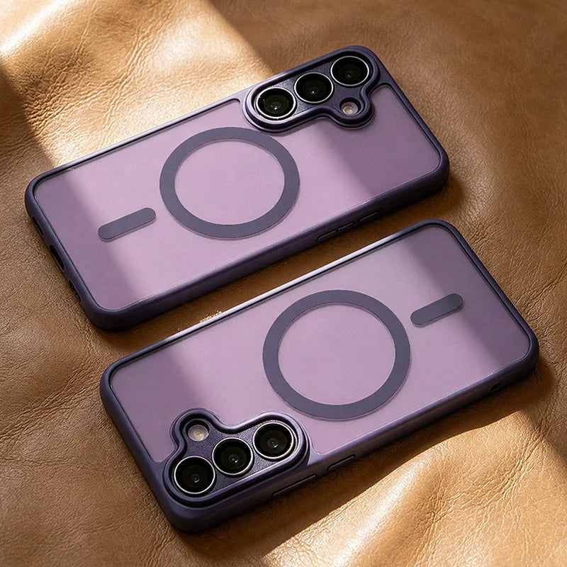 Luxurious Magsafe magnetic phone case, For Samsung A57 A37 A56 A36 A16 A17 A26 S26 Ultra S25FE S24 , lens protection cover
