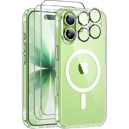 Case for iPhone 17 16 17E 15 14 13 12 Magnetic+2 Screen Glass+ 2 Camera Glass